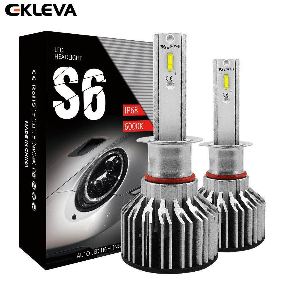 EKLEVA H1 LED Headlight Bulbs All-in-One Conversion Kit, 2PCS S6 Series Advanced CSP Chips 60W 7600LM 6000K Extremely Bright Cool White